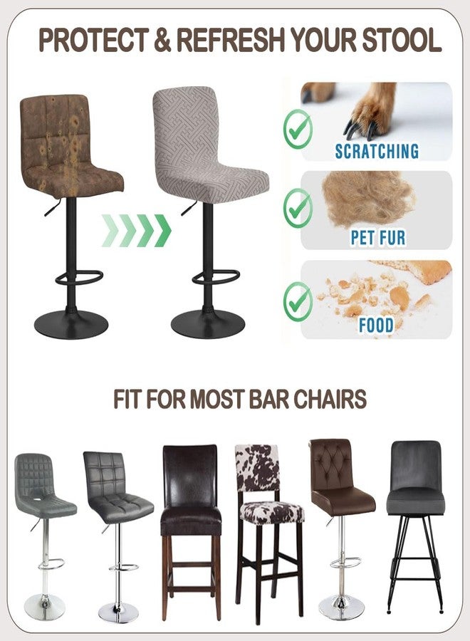 غطاء كرسي بار Bifaunvogel مع مساند ظهر، عبوة من 4 قطع، قابل للتمدد، مناسب لكراسي البار المرتفعة، قابل للغسل، مربع الشكل، دوار، غطاء مقعد كرسي بار، غطاء حماية كرسي بار متوسط الارتفاع، لون كاكي - Image 4